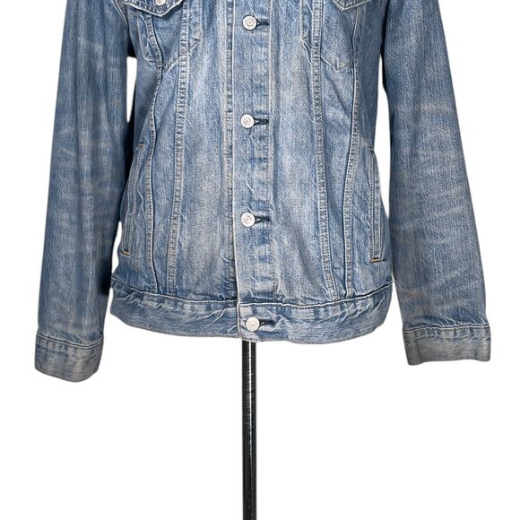 Levi's Denim Jacket Men's Blue Distressed Trucker Red Tab 100% Cotton Size Large - Picture 7 of 12